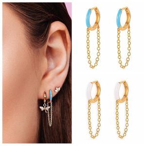 Hoop Huggie BOKAO Wholesale Blue Email Pendientes Plata 925 Silver Earring Piercing Gold Chian Joyeroﾠfor Woman Jewelry Boucle Oreille
