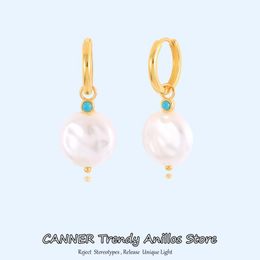Hoop Huggie CANNER 925 en argent Sterling élégant et exquis opale perle boucles d'oreilles pour femme classique bijoux flocon de neige fille