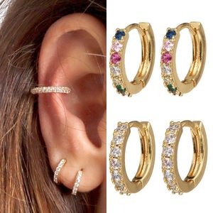 Hoop Huggie classique cuivre métal Huggies petites boucles d'oreilles femme or mince cercle CZ charme cerceaux 12mm bijoux de mariage OorbellenHoop