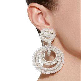 Hoop Huggie Crystal Grote Oorbellen Zijde Lijn Handgemaakte Oorbellen Voor Vrouwen Fashion Party Hoge Sieraden Vrouwelijke Charm Earring Geschenken Groothandel 230807