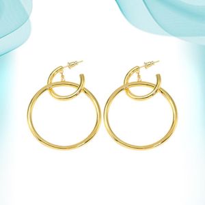 Hoop Huggie Crystal Grote kleine glanzende dubbele oorbellen Geometrische ronde cirkel sieraden voor vrouwen eenvoudig ontwerp helder koper