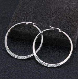 Hoop Huggie Crystal Steel Boucles d'oreilles Big Circle Modern Smooth Round Creole Boucle Oreille de boucle en acier inoxydable Womanhoop Huggiehoo8510778