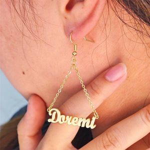 Hoepel Huggie Aanpassen Roestvrij Staal Vishaak Naam Oorbel Personaliseer Vergulde Druppel Oorbel Voor Vrouwen Sieraden Geschenken 230901