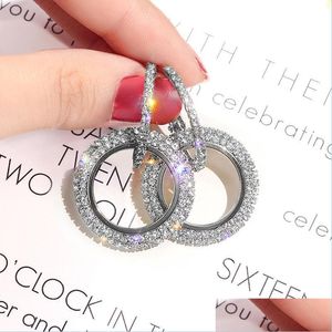 Hoop Huggie Design Creatieve sieraden Hoop Highgrade Elegant Crystal Earring Round Gold en Sier Earrings Wedding Party For Girls Dr Dhigk