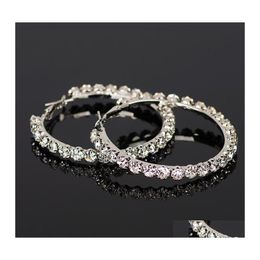 Hoop Huggie Design Crystal Rhinestone oorbellen Gold Sliver Big Circle Earring Fashion sieraden voor vrouwelijke feestaccessoires Drop deli OTRR4