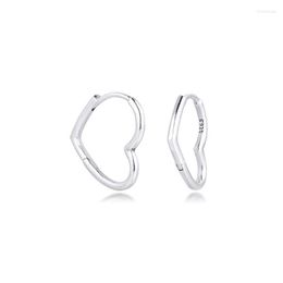 Hoop Huggie Earring Asymmetrische hartoorringen Sterling Silver Jewelry 100% voor vrouwen Brincos Kolczyki Pendientes Accesorios Mujerhoop Ki