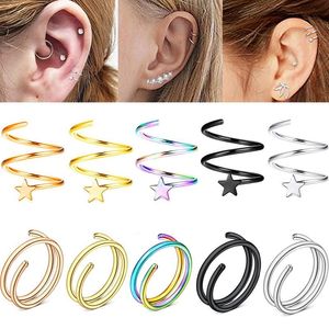 Hoop Huggie Earring Dubbele neusring Twist Tragus Kraakbeen Piercing Star Labret Lip Ear Jewelryhoop Huggiehoop