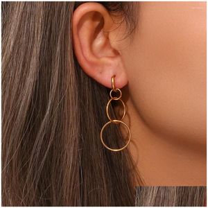 Boucles d'oreilles Hoop Huggie 2023 minimalistes à trois chutes 18k Bijoux imperméables personnalisés en or pour les femmes DHZR