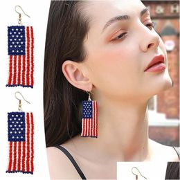 Hoop Huggie Ored Boes Flag American for Women Patriotic Independence Jour 4 of Jy Drop Slebang Hook Fashion Jewelry Delivery Dh9yz