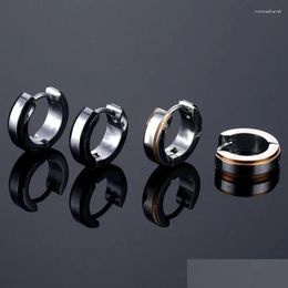 Boucles d'oreilles HOPH HUGGIE BLACK Stripe acier inoxydable pour femmes hommes Punk Drop Bringle Bijoux DÉCLARATION OTGCE