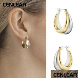 Hoop Huggie Boucles d'oreilles Cenlear 925 Sterling Sier Creative Plaqué 24K Couleur Blocage Pour Femmes Rétro Cadeau Drop Livraison Bijoux Ot5Bo