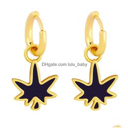 Hoop Huggie oorbellen Flola Koper Klein Colorf Leaf voor vrouwen Fuchisa Purple Email Fashion Jewelry Gift ERSX24 Drop Delivery DHDQP