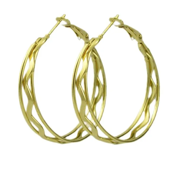 Hoop Huggie Boucles D'oreilles Pour Femmes Grand Cercle Trois Couches Motif De Vague Ronde Mode Bijoux Accessoires En Gros Jeunes Dames EaringsHoop