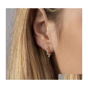 Hoop Huggie oorbellen Tiny Drop Ball Alloy Gold Sliver Earring Meisjes Temperament sieraden Gift 3 5HX Q2 Levering Dhofj