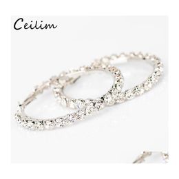 Hoop Huggie -oorbellen met strass Circle Simple Big Gold Color Loop For Women Rings Zuid -Korea Sieraden Earring Drop levering OTF9L