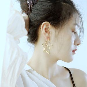 Huggie – boucles d'oreilles en forme d'étoile en acier inoxydable pour femmes, créoles, mode européenne et américaine, Niche dorée, bijoux de luxe, tendance 2021