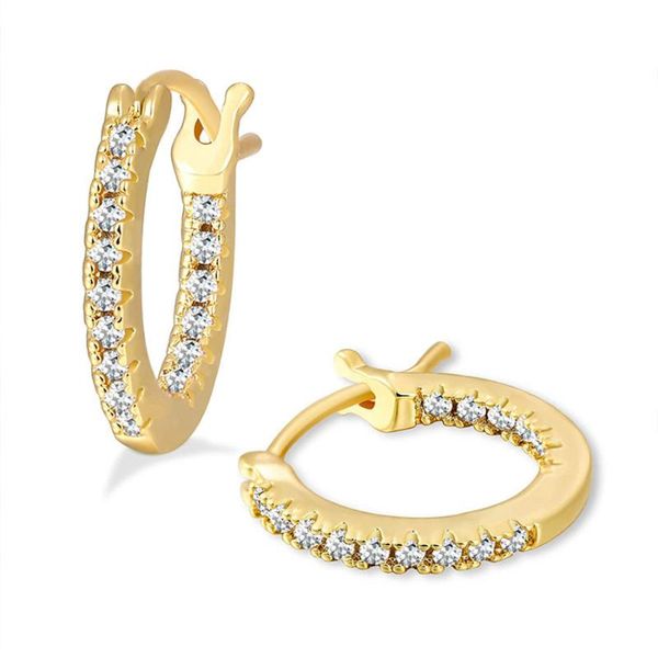 Hoop Huggie moda europea y americana mujeres 14K cobre eléctrico chapado en oro pendientes de circón Sexy fiesta JewerlyHoop