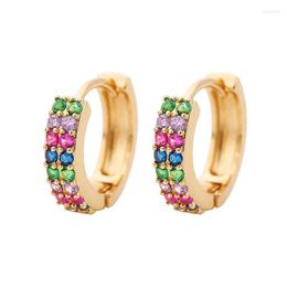 Boucles d'oreilles Huggie en Zircon coloré pour femmes, bijoux en cuivre, strass brillants, pour fête de mariage, Dale22
