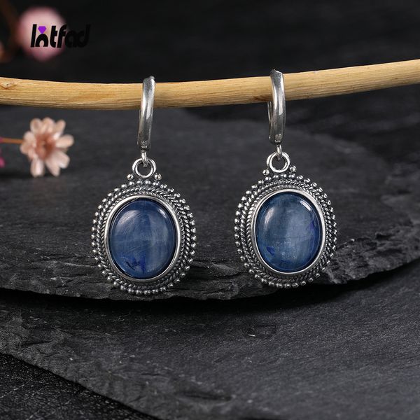 Hoop Huggie Exquis Élégant Ovale Naturel Kyanite 925 Boucles D'oreilles En Argent Sterling pour Femmes Gemmes Bijoux Fête Fiançailles Cadeau Hoop Boucles D'oreilles 230724