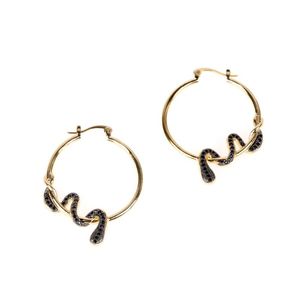 Hoop Huggie Eyika Persoonlijkheid Gothic Cool Punk Animal White Black Twing Snake Earrings Serpent Aretes Zirkoon Statement Party Sieraden