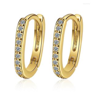 Hoop Huggie Fashion 925 Silver Earrings Geometric Simple 18K Gold ingelegde Crystal Zirkon Woman Charm Jewelry Gifthoop