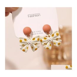 Hoop Huggie Fashion Jewelry S925 Sier Post Boucles d'oreilles à pois Bowknot Dangle Stud Drop Livraison Dhowq