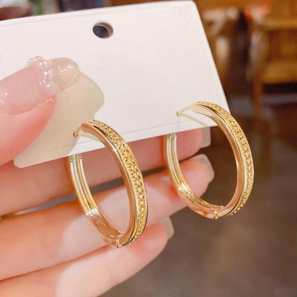 Hoop Huggie Fashion Boucles d'oreilles grand cercle rond en métal doré/argenté pour femmes