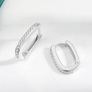 Hoop Huggie-pendientes ovalados mínimos a la moda, aretes finos de circonia de cristal, Piercing de plata de ley 925 elegante, aro de joyería