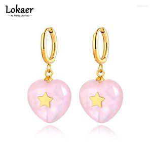 Hoop Huggie Mode Titane Acier Inoxydable Naturel Rose Pierre Boucles D'oreilles Creative 18K Or Bohême Fête Pour Les Femmes E22105Hoop HoopHoop Ode