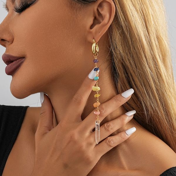 Hoop Huggie Fashion Women's Street Boucles d'oreilles colorées irrégulières en pierre naturelle pendentif bijoux en gros marketing direct 230926