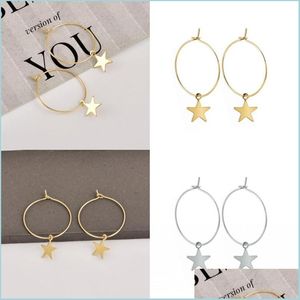 Hoop Huggie Pendientes de estrella de cinco puntas Mujeres Street Fashion Gold Sier Plated Trend Ear Hoop Ring Jewelry Simplicidad Drop Delivery 202 Dhgie