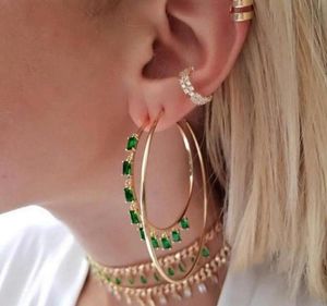 Hoop Huggie Gold Big Earring Hoops Setting Rainbow Colorfy Green CZ Square for Women Gorgeous Fashion 2022Hoop6305608