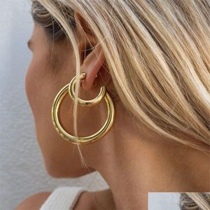 Hoop Huggie Gold Color Circle Boucles d'oreilles non perçantes Faux cartilage Piercing Clip d'oreille pour femmes Bijoux Drop Livraison Dhgarden Otknc