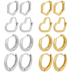 Hoop Huggie Gold Silver Color Geometric Small Earrings Heart Round Ovaal voor vrouwen Trendy sieraden Groothandel Ve438Hoop Huggiehoop