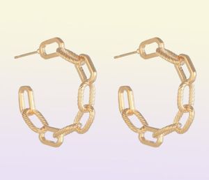 Hoop Huggie Gold Silver Color Hollow Metal Chain Earring For Women Girl Vintage eenvoudige onregelmatige geometrische ronde Circle Jewelry3171384