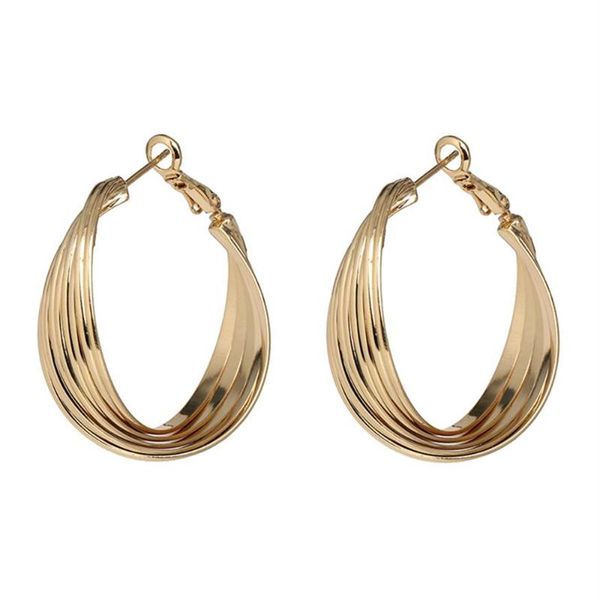 Hoop Huggie-pendientes redondos grandes dorados para mujer, aretes clásicos con diseño de concha, regalo para mujer, joyería fina entera 2021281q