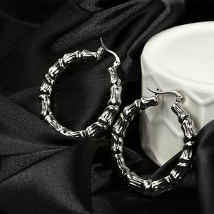 Hoop Huggie Goth oorbellen voor vrouwen Girls Bamboo Big Round Earring Charms White Gold Poled Pure Titanium Christmas Gifthoop