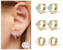 Hoop Huggie GS 925 Sterling Silver Earring Koreaanse Ins Bling Turquoise Hoops For Woman Ladies Personaliseerde Waterdrop CZ Pendiente2768516