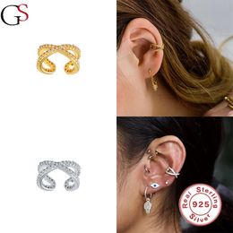 Hoop Huggie GS Cross Crystal Clip-on-Earrings for Women 925 Sterling Silver Broncos Luxe oorbellen Boucle D'Oreille Femme Kerstcadeau