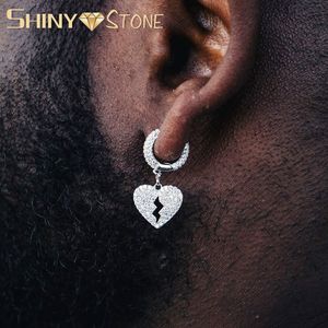 Hoop Huggie Coeur Dangle Charm Hoop Boucles D'oreilles Pour Hommes Femmes Iced Out Bling Hip Hop Géométrique Suspendus CZ Charm Boucles D'oreilles Bijoux 230411