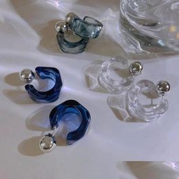 Hoop Huggie Hie 2022 Korea Clear Acryl Geometrische C-vormige oorbellen voor vrouwelijke meisjes Trends Hangende feestjes Juwelier Geschenken Dro Dh3bw