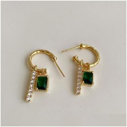 Hoop Huggie Hie Design Feeling French Zircon Tassel Emerald Boucles d'oreilles Womens Retro C Drop Delivery Jewelry Dhfqk
