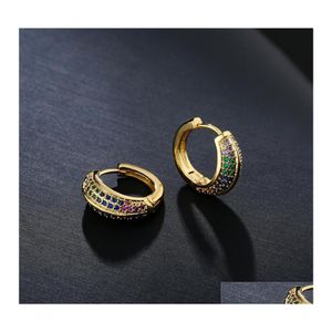 Hoop Huggie Hie Fashion Colourf CZ Women Wedding Earring Engagement Sieraden Geometrisch voor Groothandel Hoop Drop Delivery Oorringen Dhopi