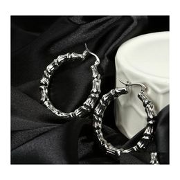 Hoop Huggie Hie Goth oorbellen voor vrouwen Girls Bamboo Big Round Earring Charms White Gold Compated Pure Titanium Christmas Gifthoop D DHPCy