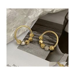 Hoop Huggie Hie Mode coréenne Or Couleur Cercle Boucle d'oreille perlée pour femmes filles évider métallique vintage bijoux Pendientes 357 Dhe6J