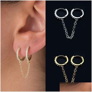 Hoop Huggie Hie Gland Boucles D'oreilles Chaîne Asymétrique Goutte Boucle D'oreille Cuivre Long Luxe Pour Femmes Hommes Livraison Bijoux Dhkdr