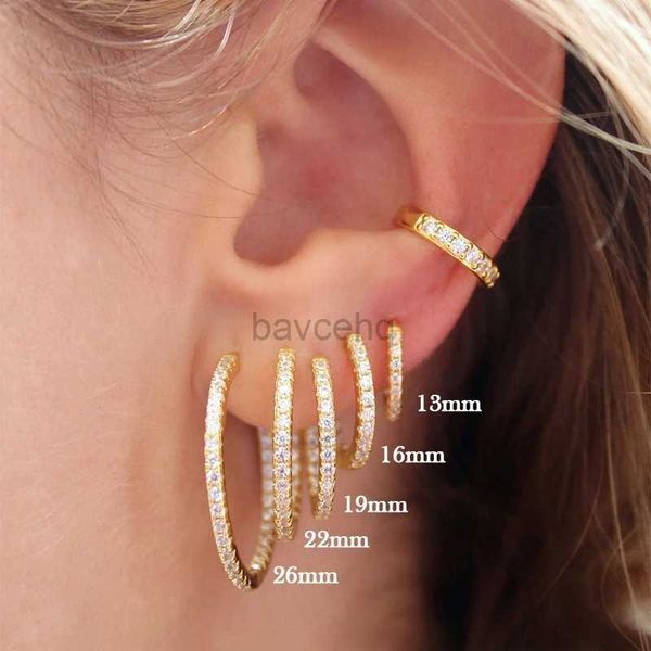 Hoop Huggie HIMEISANG Plaqué Or Classique Grand Anneau Boucles D'oreilles Adapté aux Femmes CZ Coloré Zircon Boucles D'oreilles Poignets Embrasser Boucles D'oreilles Bijoux De Mode En Gros 240326