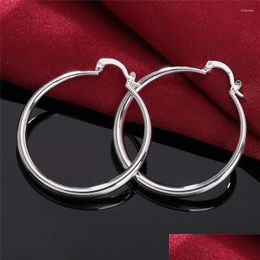 Hoop Huggie Hoop Boucles d'oreilles 925 Sterling Sier 4Cm Cercle Cadeau De Noël Charmes Rétro Femmes Dame Boucle D'oreille Ronde Bijoux Drop Livraison J Ot9By