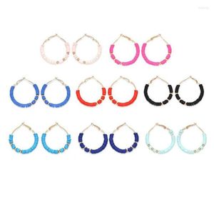 Hoop Huggie Hoop Boucles d'oreilles Bohême Polymère Argile Heishi Perles Summer Surfer Boucles d'oreilles Femmes Fille 2023 Mode 5mm Disques d'enregistrement Chic Beac Dhvr3