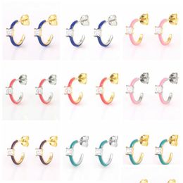 Hoop Huggie Hoop Hie Aide 925 Sterling Sier Couleur Émail Carré Zircon Ouverture Cercle Boucles D'oreilles Pour Les Femmes De Luxe C Forme Jewelr Dhoj2